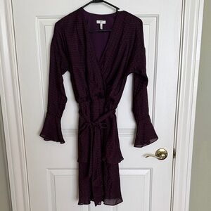 Joie Purple Houndstooth Wrap Dress